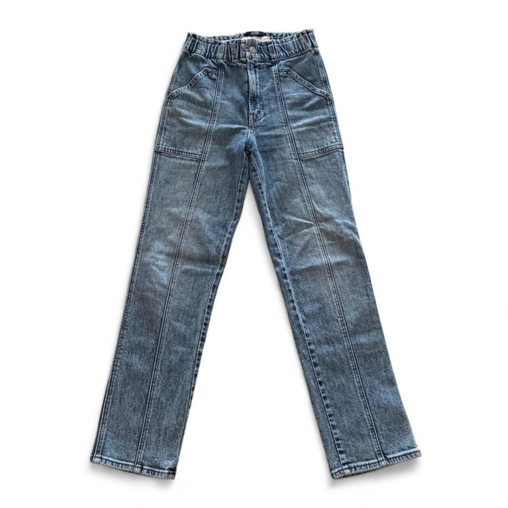 Mother Elastic Waist Pinstripe Jeans